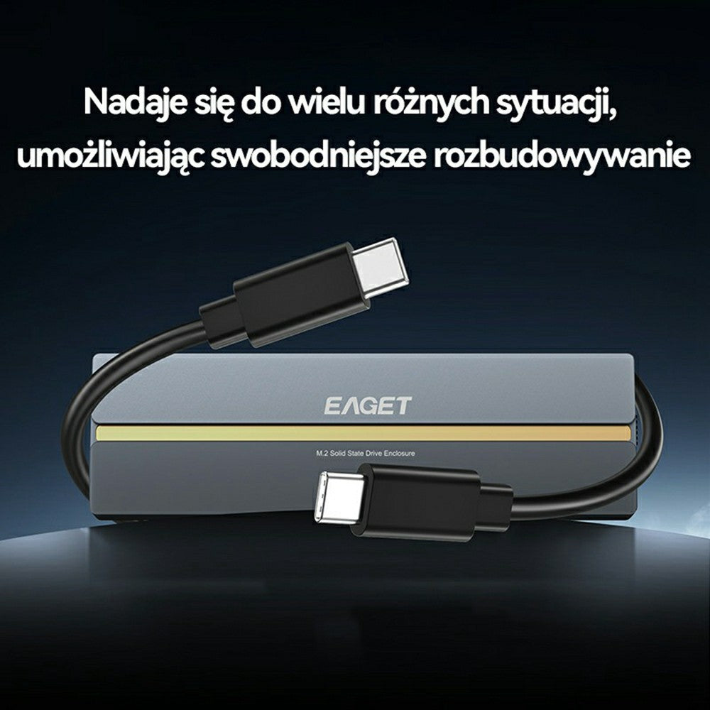 EAGET SE2100 M.2 NVMe SSD Enclosure 20Gbps USB 3.2 Gen2X2 Type-C Aluminum Alloy External SSD Case