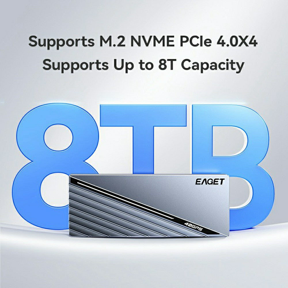EAGET SE4100 40Gbps USB 4.0 M.2 NVMe SSD Enclosure for 2230 / 2242 / 2260 / 2280 SSD Up to 8TB