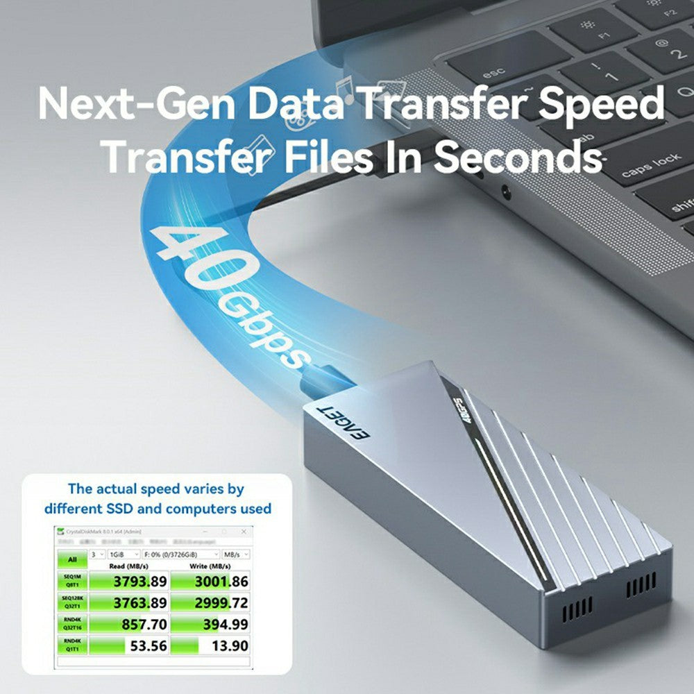 EAGET SE4100 40Gbps USB 4.0 M.2 NVMe SSD Enclosure for 2230 / 2242 / 2260 / 2280 SSD Up to 8TB