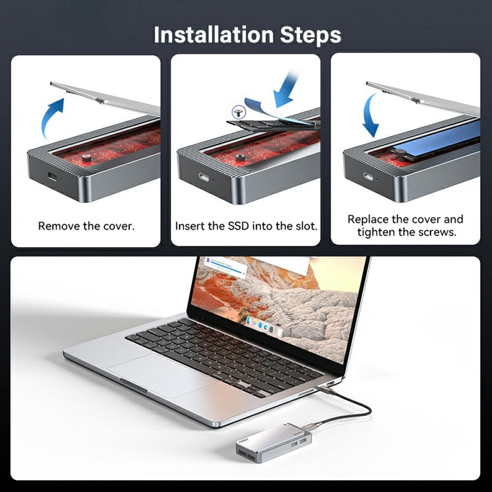 EAGET TSE8500 M.2 NVMe Kabinet 80Gbps USB-C 4.0 8TB Understøttelse Aluminiumslegering Eksternt Harddisk-kabinet