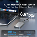 EAGET TSE8500 M.2 NVMe Kabinet 80Gbps USB-C 4.0 8TB Understøttelse Aluminiumslegering Eksternt Harddisk-kabinet