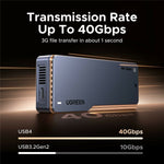 UGREEN D703 40Gbps M.2 NVMe SSD Enclosure with Dual-Chip Cooling Fan, Thunderbolt 4 Compatible, Supports up to 8TB