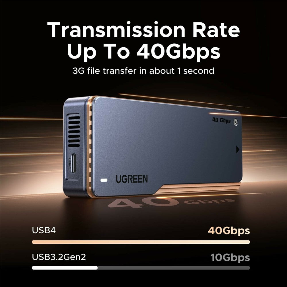 UGREEN D703 40Gbps M.2 NVMe SSD Enclosure with Dual-Chip Cooling Fan, Thunderbolt 4 Compatible, Supports up to 8TB