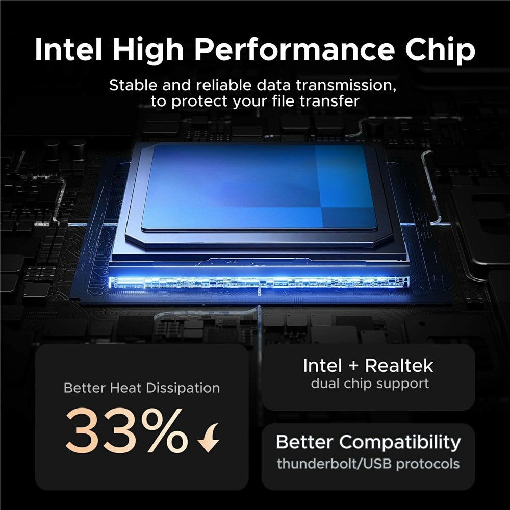 UGREEN D703 40Gbps M.2 NVMe SSD Enclosure with Dual-Chip Cooling Fan, Thunderbolt 4 Compatible, Supports up to 8TB