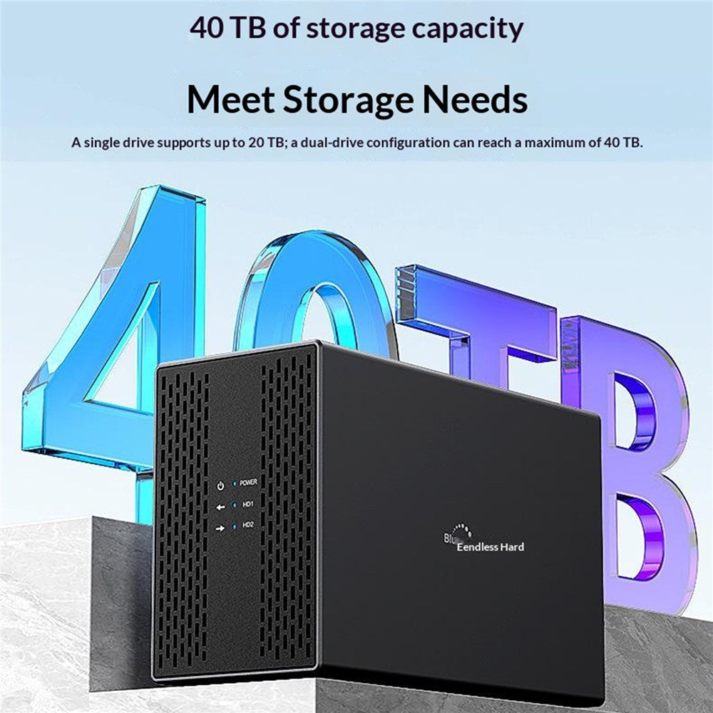 BLUEENDLESS Dual-Bay Hard Drive Enclosure USB3.0 5Gbps RAID 0 / 1 / JBOD SATA 2.5 / 3.5 Inch HDD SSD External Storage