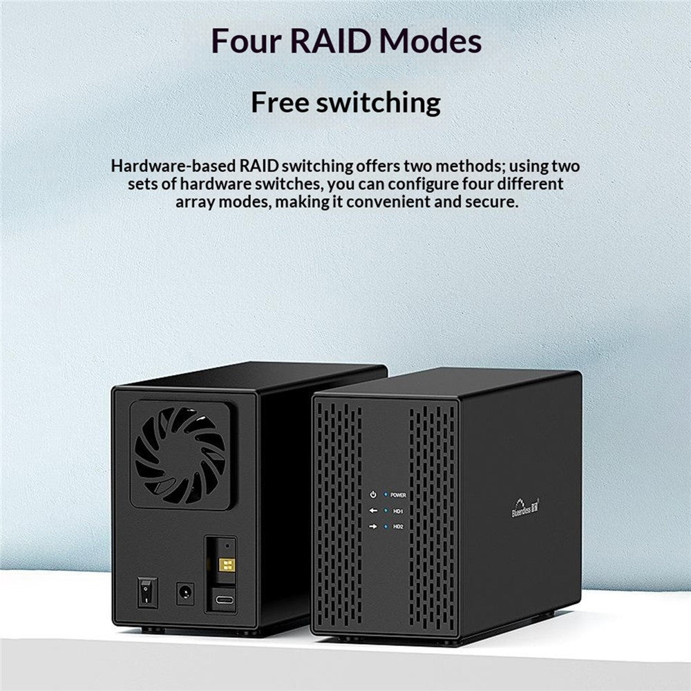 BLUEENDLESS Dual-Bay Hard Drive Enclosure USB3.0 5Gbps RAID 0 / 1 / JBOD SATA 2.5 / 3.5 Inch HDD SSD External Storage