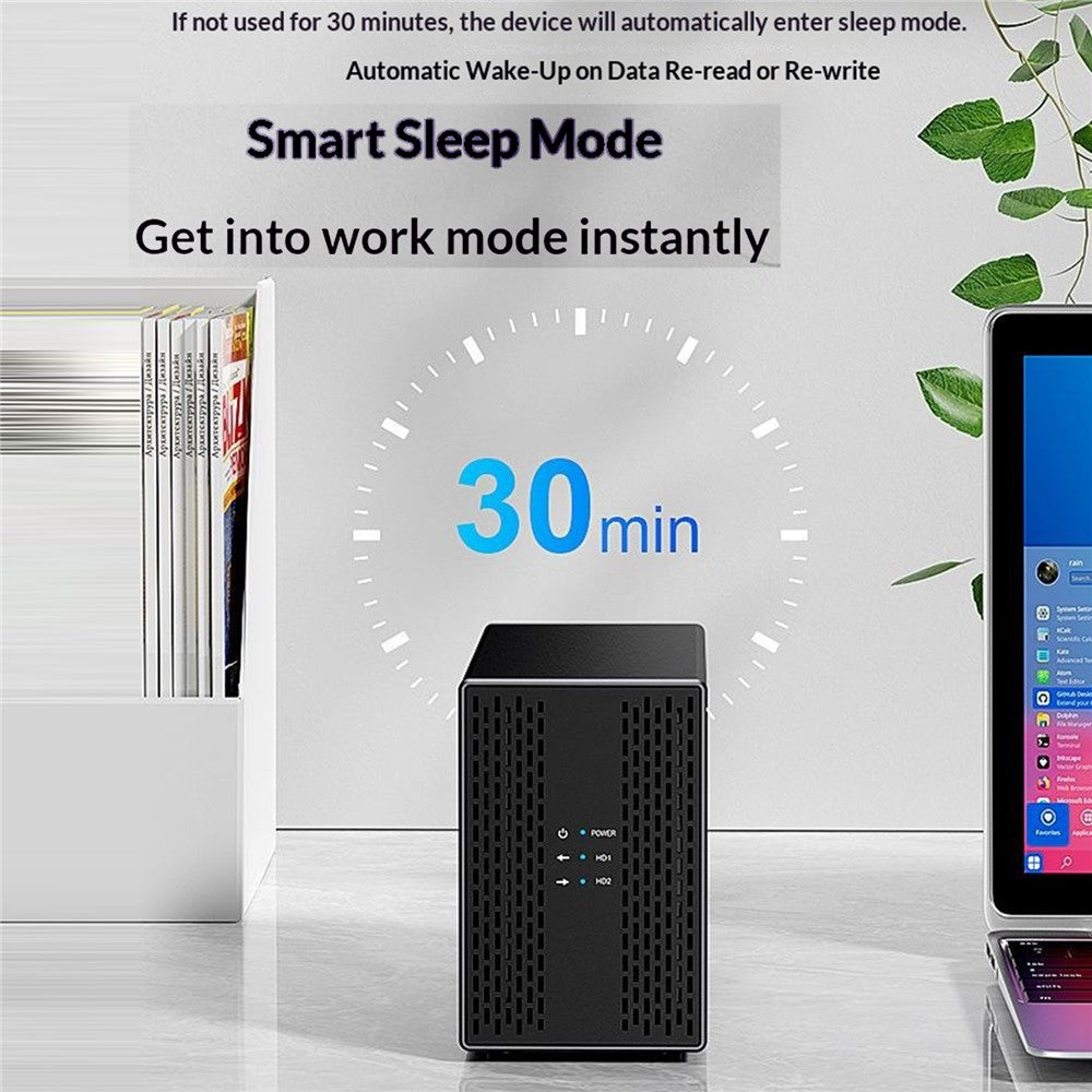 BLUEENDLESS Dual-Bay Hard Drive Enclosure USB3.0 5Gbps RAID 0 / 1 / JBOD SATA 2.5 / 3.5 Inch HDD SSD External Storage