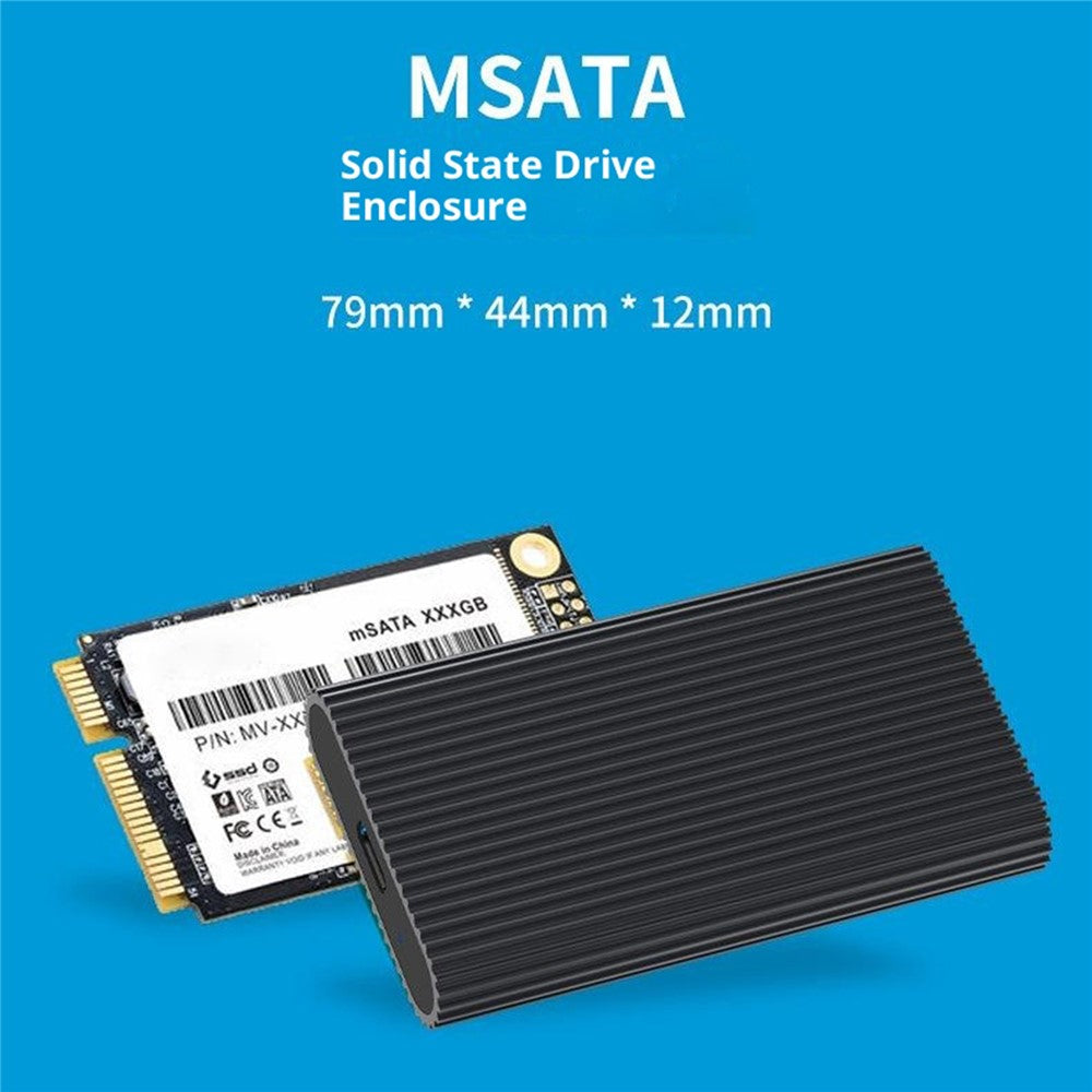 BLUEENDLESS MSATA SSD Enclosure Type-C USB3.1 Gen1 Aluminum Alloy Heat Dissipation External Reader for Laptop Old SSD