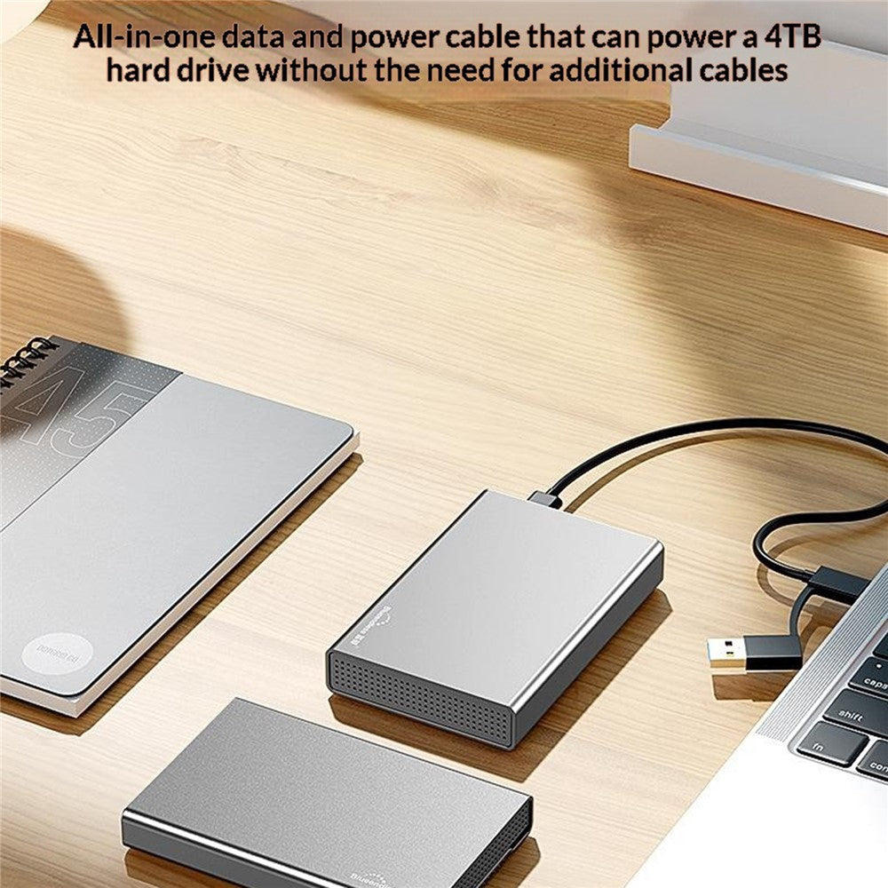 BLUEENDLESS U23Q Tyk Version 2.5 Tommer Harddisk Kabinet USB3.0 5Gbps Type-C Understøtter 12.5 / 15mm Drev Op til 4TB