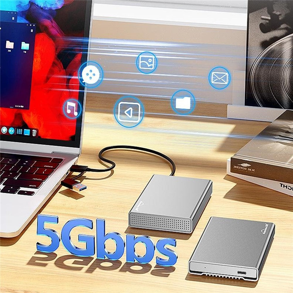 BLUEENDLESS U23Q Slim Version 2,5-tums hårddiskkabinett USB 3.0 5 Gbps Typ-C Stöder 7/9,5 mm-diskar upp till 4 TB