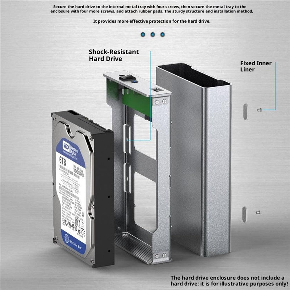 BLUEENDLESS U35Q USB 3.0 Type-B 3.5 Inch SATA Hard Drive Enclosure 20TB Capacity Aluminum Passive Cooling for Desktop