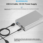BLUEENDLESS U35Q USB 3.0 Type-B 3.5 Inch SATA Hard Drive Enclosure 20TB Capacity Aluminum Passive Cooling for Desktop