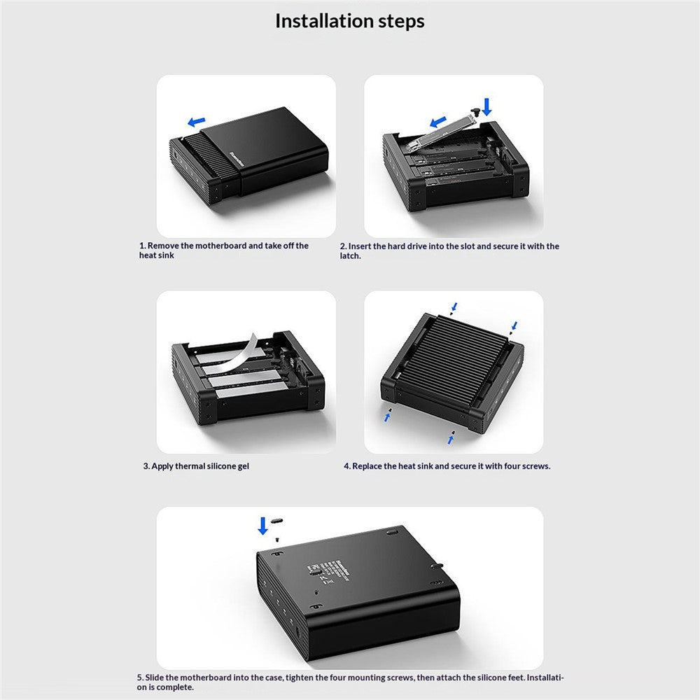 BLUEENDLESS DB2804U4 4-Bay M.2 NVMe SSD Enclosure USB4 40Gbps 32TB Capacity Aluminum RAID Support