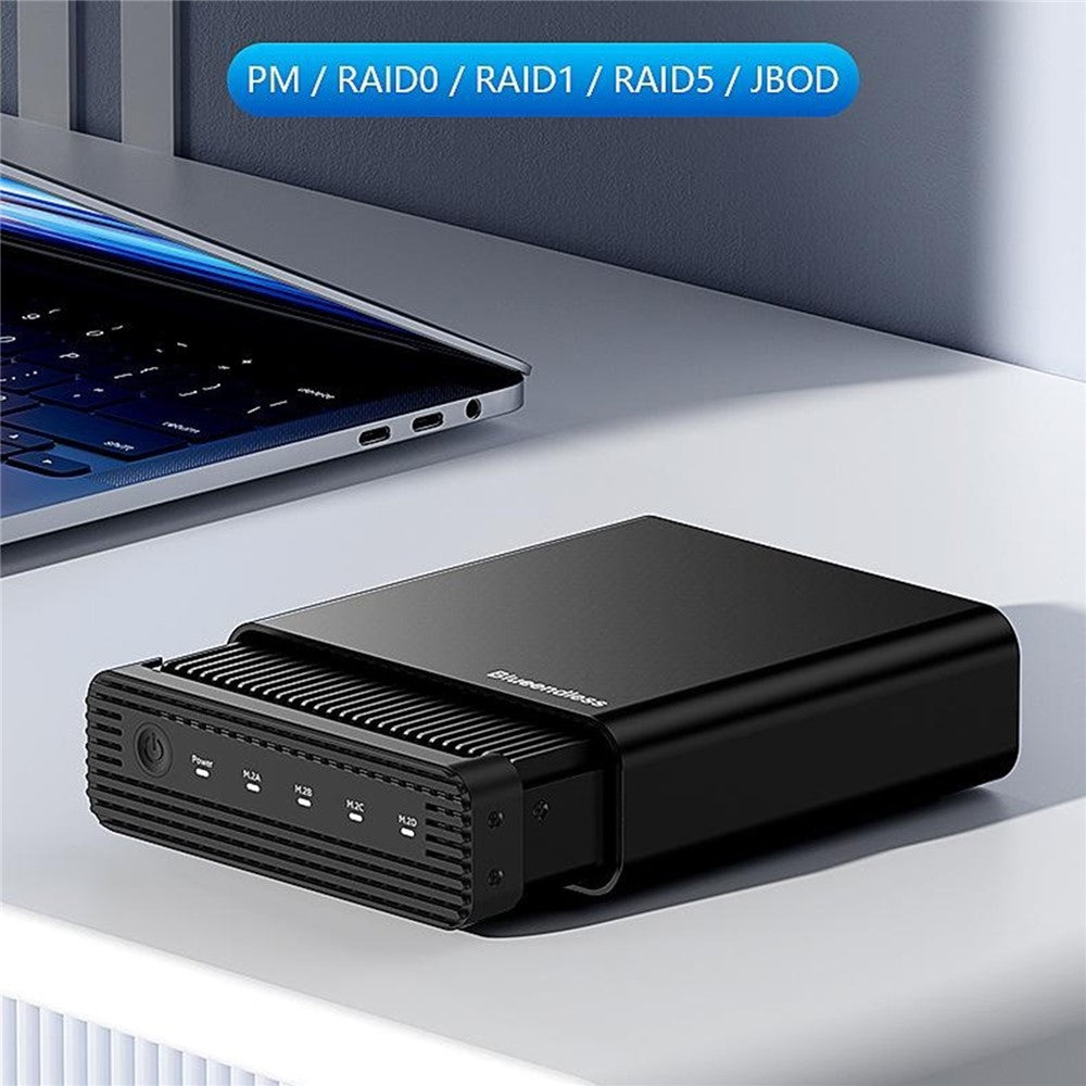 BLUEENDLESS DB2804U4 4-Bay M.2 NVMe SSD Enclosure USB4 40Gbps 32TB Capacity Aluminum RAID Support