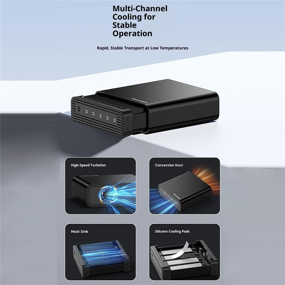 BLUEENDLESS DB2804U4 4-Bay M.2 NVMe SSD Enclosure USB4 40Gbps 32TB Capacity Aluminum RAID Support