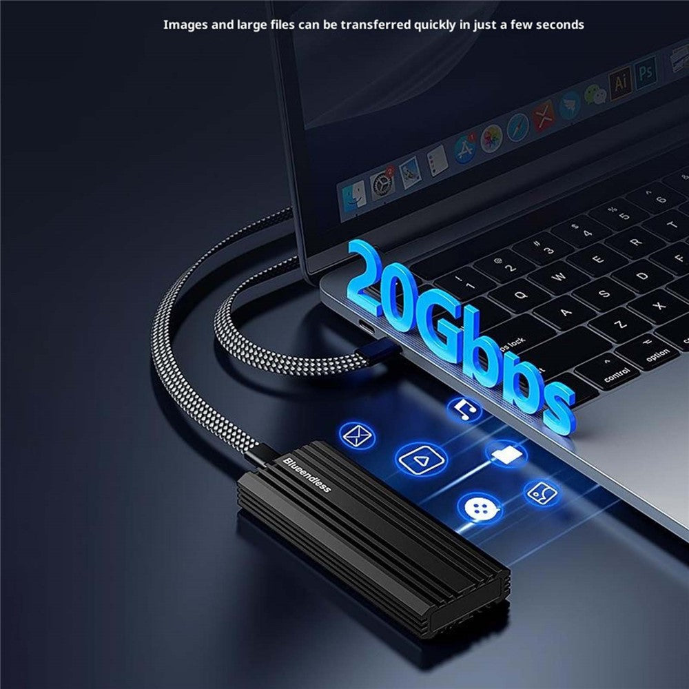 BLUEENDLESS M6NA M.2 NVMe SSD Enclosure USB3.2 Gen2x2 20Gbps Aluminum Alloy External Hard Drive Case for 8TB SSD