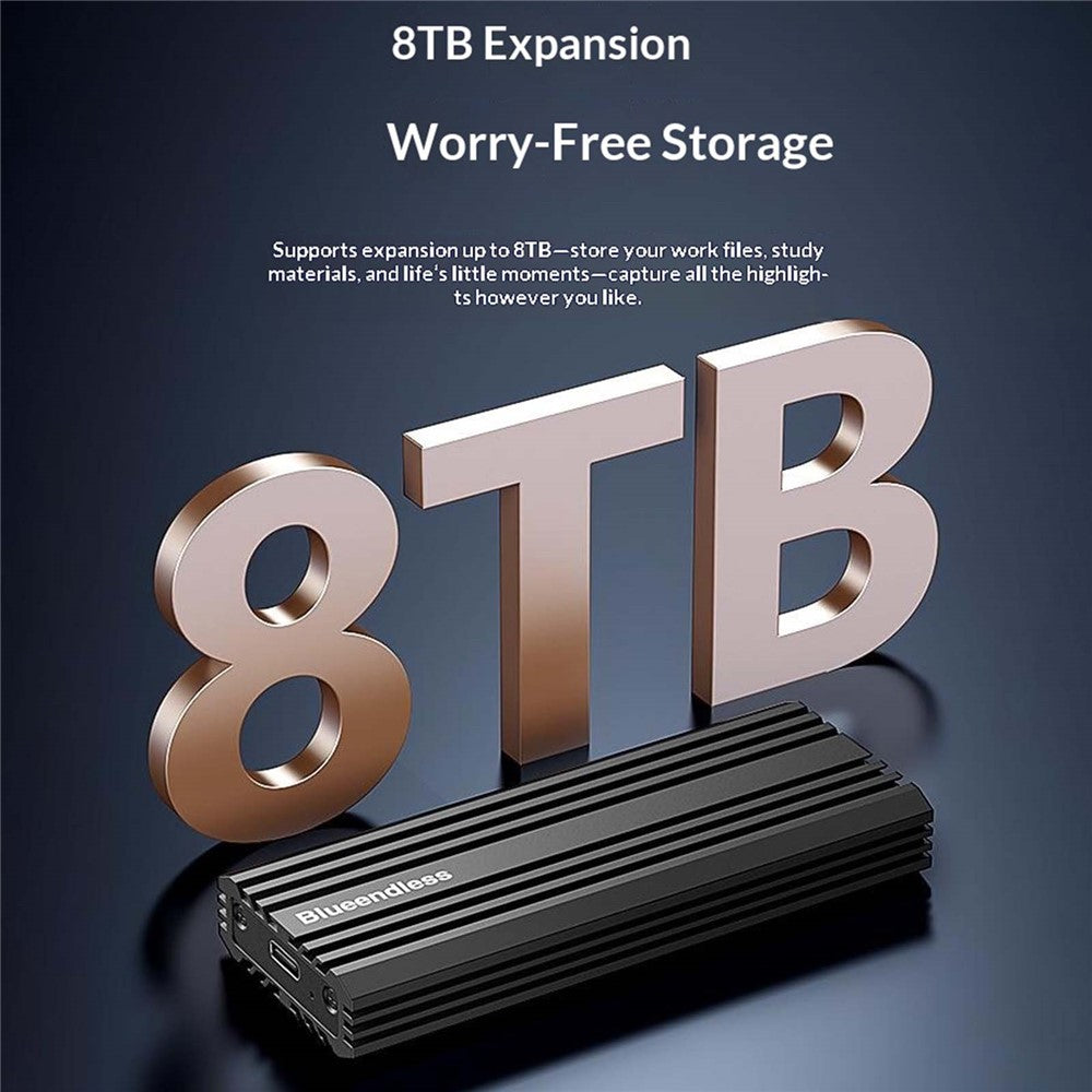 BLUEENDLESS M6NA M.2 NVMe SSD Enclosure USB3.2 Gen2x2 20Gbps Aluminum Alloy External Hard Drive Case for 8TB SSD
