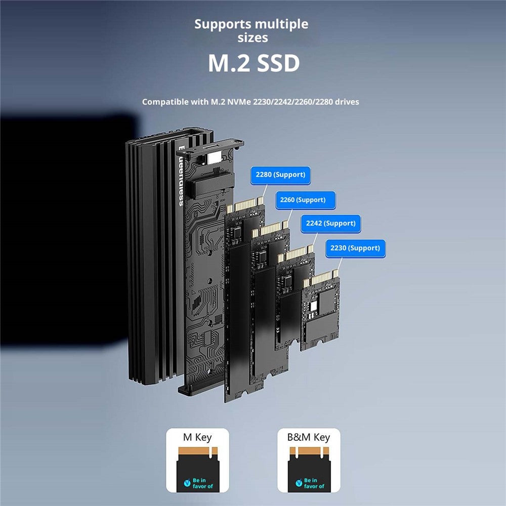 BLUEENDLESS M6NA M.2 NVMe SSD Enclosure USB3.2 Gen2x2 20Gbps Aluminum Alloy External Hard Drive Case for 8TB SSD