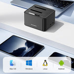 BLUEENDLESS HD07S Dual-Bay Hard Drive Dock 2.5 / 3.5 Inch SATA / SAS HDD / SSD 10Gbps USB3.2 12V / 4A 40TB Capacity