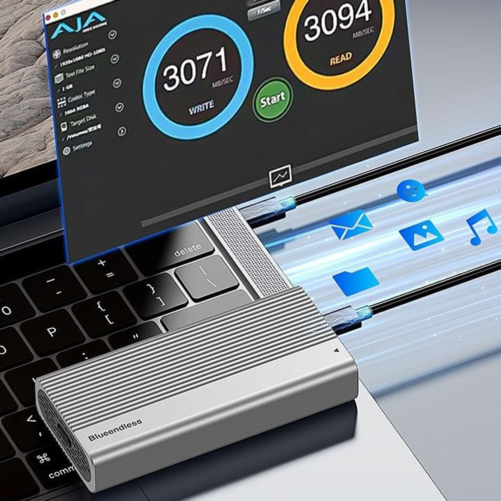 BLUEENDLESS M280U4C USB4 M.2 NVMe SSD Kabinet 40Gbps Turbofan-køling Aluminiumslegering til Thunderbolt 3 / 4 Bærbar