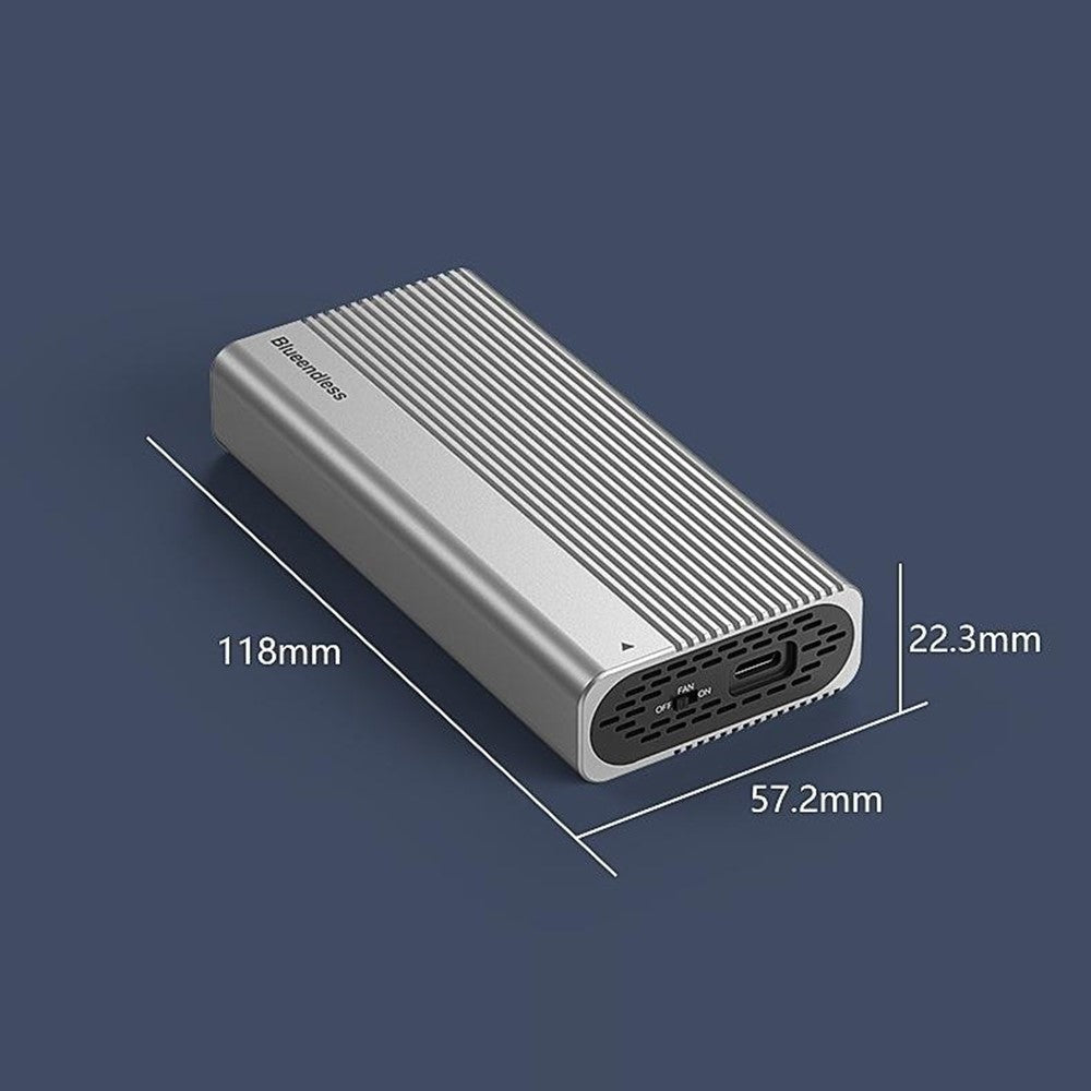 BLUEENDLESS M280U4C USB4 M.2 NVMe SSD Kabinet 40Gbps Turbofan-køling Aluminiumslegering til Thunderbolt 3 / 4 Bærbar