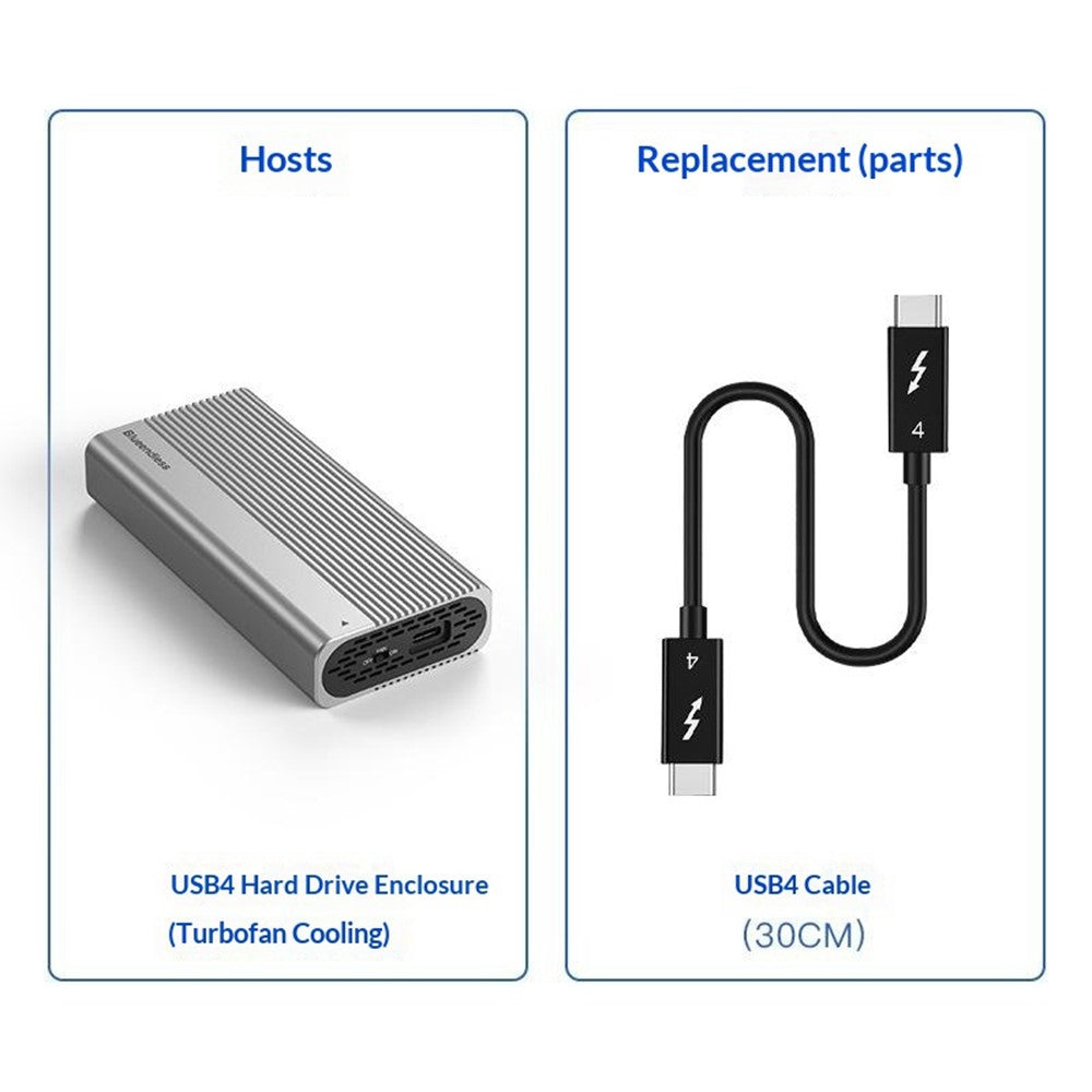 BLUEENDLESS M280U4C USB4 M.2 NVMe SSD Kabinet 40Gbps Turbofan-køling Aluminiumslegering til Thunderbolt 3 / 4 Bærbar