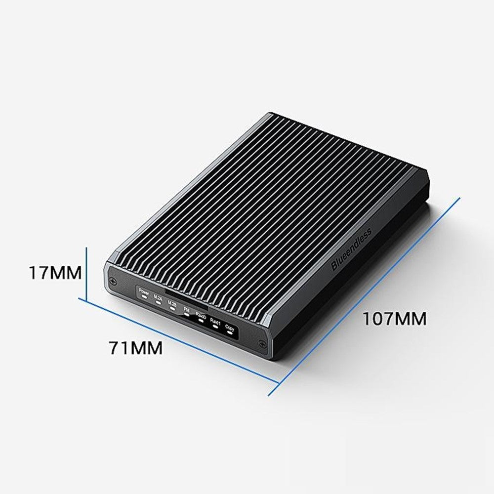 BLUEENDLESS DB280A3 Dual-Bay M.2 NVMe / SATA RAID Enclosure 20Gbps Hardware RAID Offline Clone for Laptop Phone Tablet