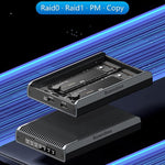 BLUEENDLESS DB280A3 Dual-Bay M.2 NVMe / SATA RAID Enclosure 20Gbps Hardware RAID Offline Clone for Laptop Phone Tablet