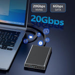 BLUEENDLESS DB280A3 Dual-Bay M.2 NVMe / SATA RAID Enclosure 20Gbps Hardware RAID Offline Clone for Laptop Phone Tablet