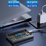 BLUEENDLESS DB280A3 Dual-Bay M.2 NVMe / SATA RAID Enclosure 20Gbps Hardware RAID Offline Clone for Laptop Phone Tablet