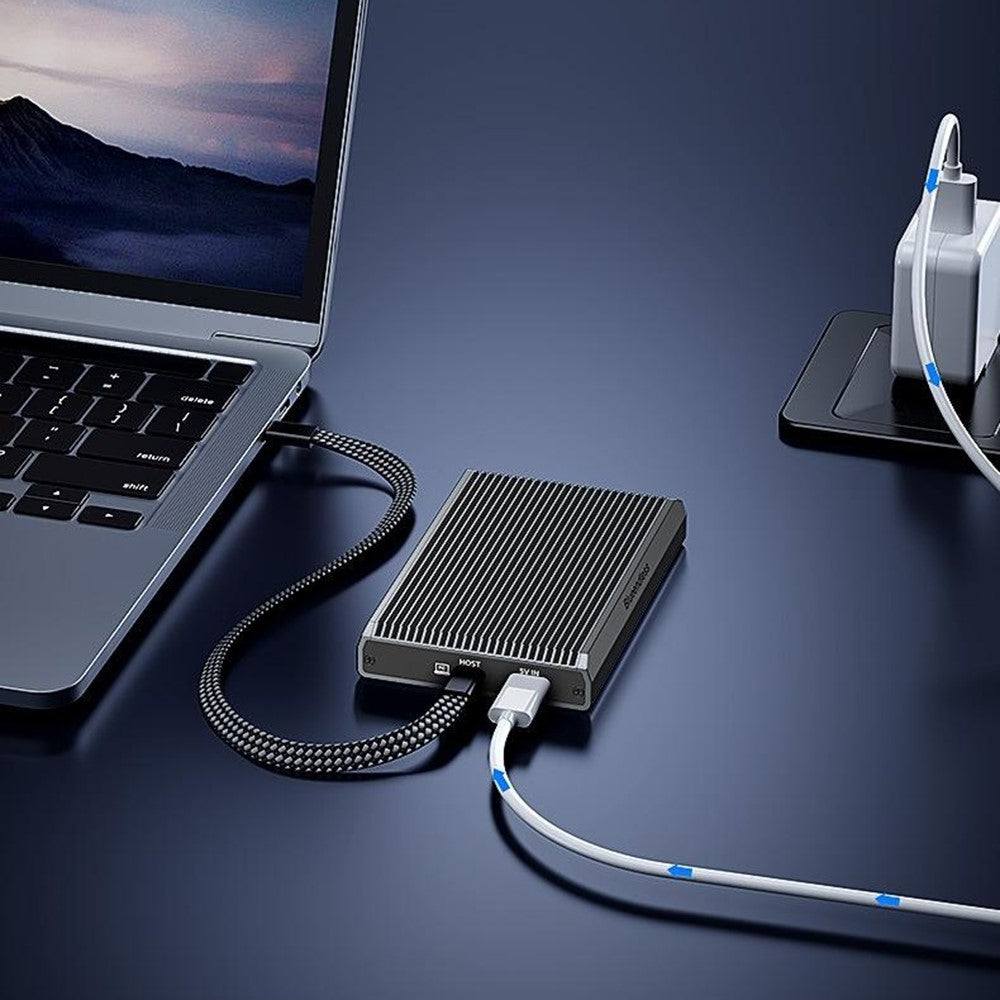 BLUEENDLESS DB280A3 Dual-Bay M.2 NVMe / SATA RAID Enclosure 20Gbps Hardware RAID Offline Clone for Laptop Phone Tablet