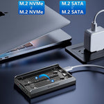BLUEENDLESS Dobbelt Bay M.2 NVMe Kabinet 10Gbps USB3.2 Gen1 Ekstern SSD Kabinet til Telefon Tablet Spillekonsol
