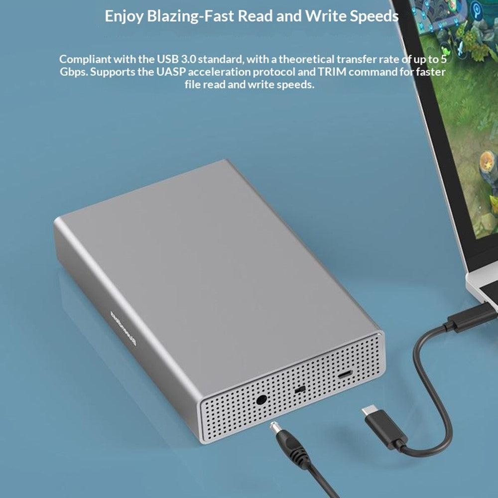 BLUEENDLESS Aluminum Hard Drive Enclosure USB 3.0 5Gbps for 2.5 / 3.5 Inch SATA HDD SSD Up to 20TB