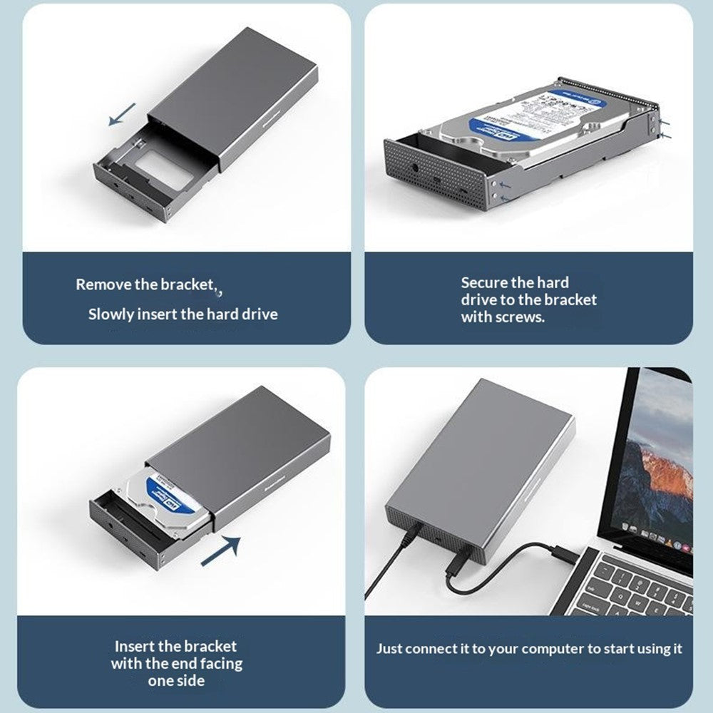 BLUEENDLESS Aluminum Hard Drive Enclosure USB 3.0 5Gbps for 2.5 / 3.5 Inch SATA HDD SSD Up to 20TB
