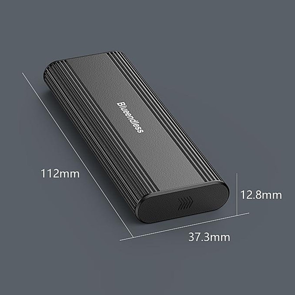 BLUEENDLESS DM2821SN M.2 SSD Enclosure Dual Protocol NVMe SATA USB 3.2 Gen2 10Gbps Passive Cooling External Hard Drive Case