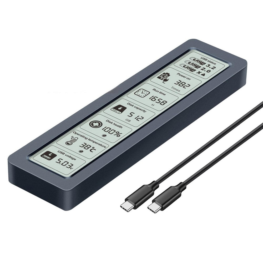 SHUOLE SL-TP26-P M.2 NVMe SSD Enclosure Smart LCD Display 10Gbps USB-C Aluminum Alloy Hard Drive Case