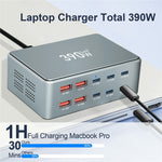 390W GaN Charger Type-C + USB-A 10 Ports Desktop Charging Station for Phone Tablet Laptop