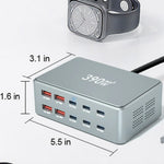 390W GaN Charger Type-C + USB-A 10 Ports Desktop Charging Station for Phone Tablet Laptop