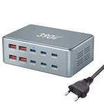 390W GaN Charger Type-C + USB-A 10 Ports Desktop Charging Station for Phone Tablet Laptop