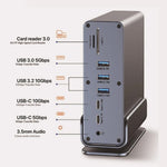 15 in 1 Type-C Docking Station MST Multi-Port Hub Adapter with Stand Dual HD DP USB 3.2 Gigabit Ethernet