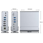 15 in 1 Type-C Docking Station MST Multi-Port Hub Adapter with Stand Dual HD DP USB 3.2 Gigabit Ethernet