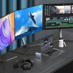 15 in 1 Type-C Docking Station MST Multi-Port Hub Adapter with Stand Dual HD DP USB 3.2 Gigabit Ethernet
