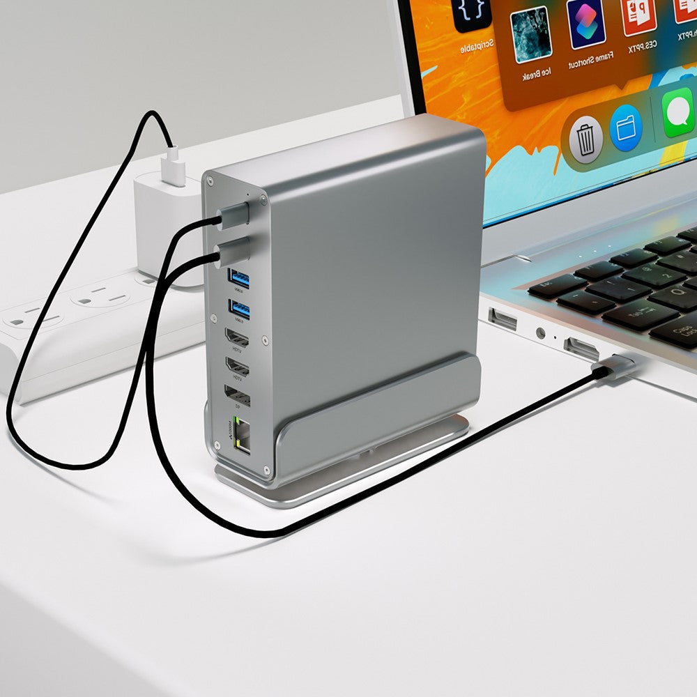 15 in 1 Type-C Docking Station MST Multi-Port Hub Adapter with Stand Dual HD DP USB 3.2 Gigabit Ethernet