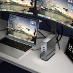 15 in 1 Type-C Docking Station MST Multi-Port Hub Adapter with Stand Dual HD DP USB 3.2 Gigabit Ethernet