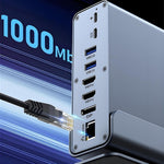 15 in 1 Type-C Docking Station MST Multi-Port Hub Adapter with Stand Dual HD DP USB 3.2 Gigabit Ethernet
