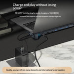 TC212 10 in 1 USB-C HD Docking Station Vertical Hub USB3.0 RJ45 Charging USB Type-C Hub for MacBook Laptop- Grey