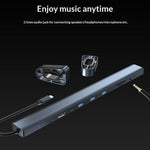TC212 10 in 1 USB-C HD Docking Station Vertical Hub USB3.0 RJ45 Charging USB Type-C Hub for MacBook Laptop- Grey