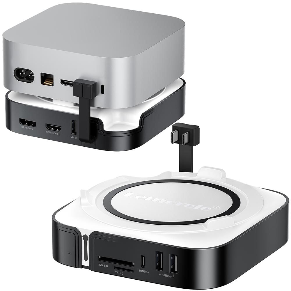 LEMORELE TC800 9-i-1 USB-C-hubb för Mac Mini M4/M4 Pro USB TF SD-kort 10 Gbps M.2 NVMe SSD-kortplats Dubbel 4K 60Hz expansionsdocka
