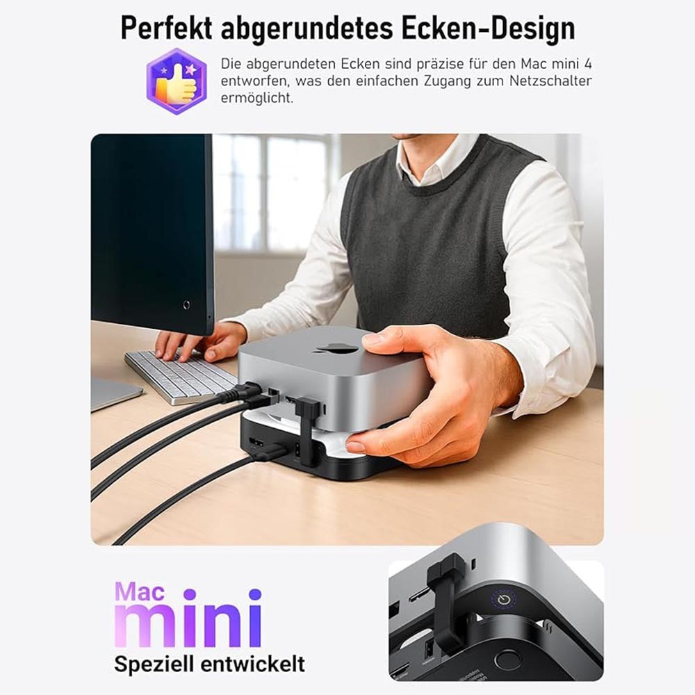 LEMORELE TC800 9-i-1 USB-C-hubb för Mac Mini M4/M4 Pro USB TF SD-kort 10 Gbps M.2 NVMe SSD-kortplats Dubbel 4K 60Hz expansionsdocka