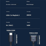 D039 2m USB-C to Compatible with MagSafe 3 Nylon Braided 140W PD Fast Charging Cable for MacBook Pro 16 Inch